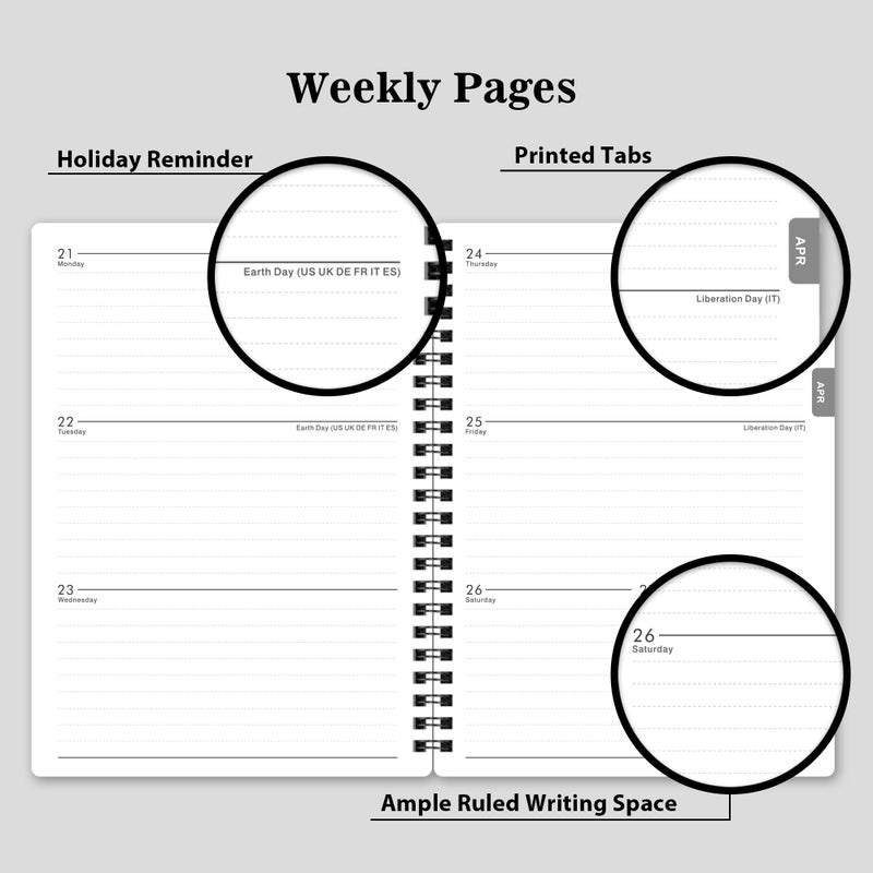 MaaIbok 2025 Planner - Weekly & Monthly Planner 2025, Planner 2025, From January 2025 - December 2025, 6.25 in    8.3 in, Flexible Cover, Twin-Wire Binding - Classic Black, Improving Your Time Management Skill - Image 4